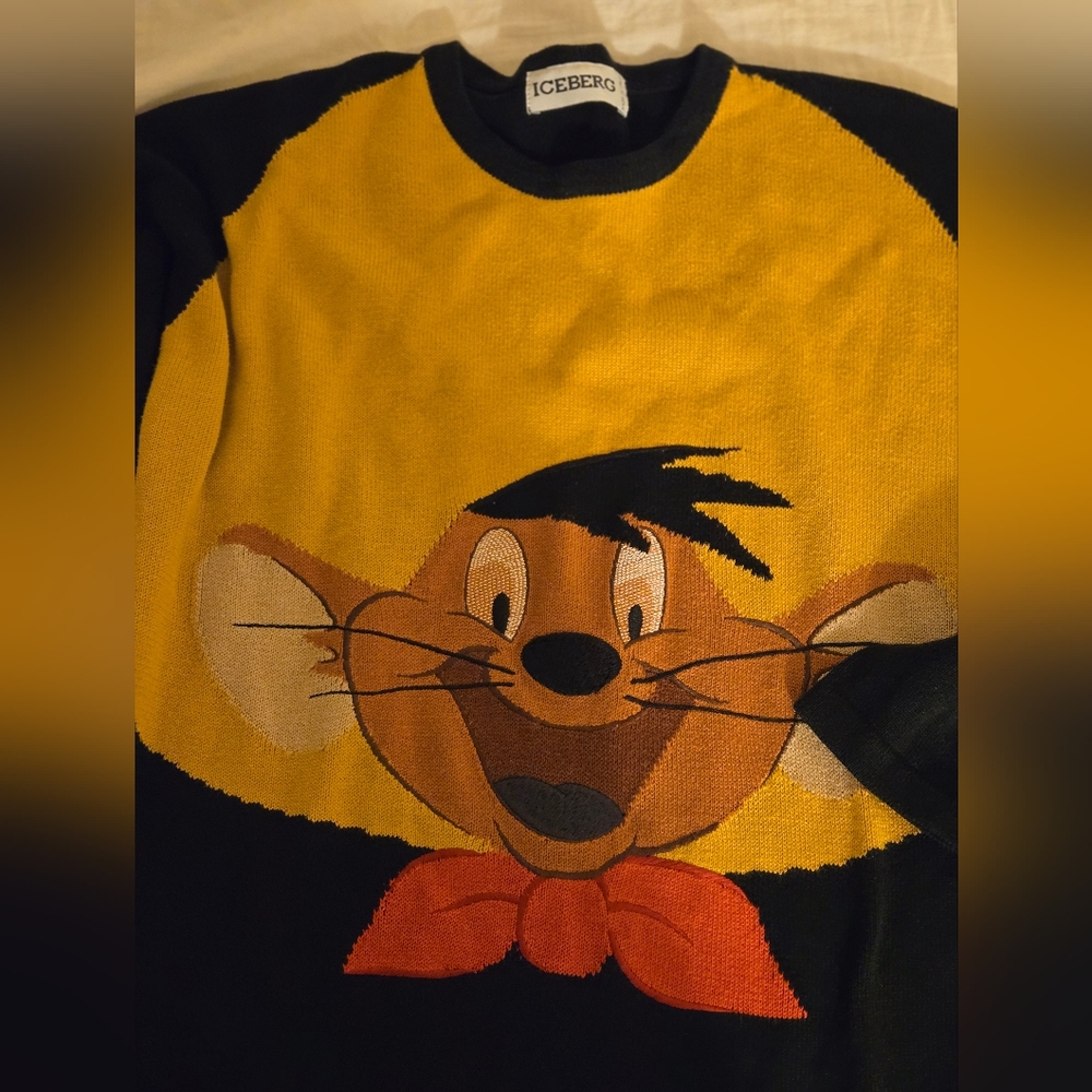 Vintage Iceberg Knit Sweater with Speedy Gonzales Made in Italy L XL